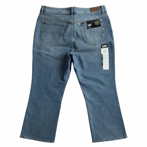 Lee Women's Plus Size Bootcut Jeans 16W Short Mid Rise Blue Denim - Picture 3 of 10